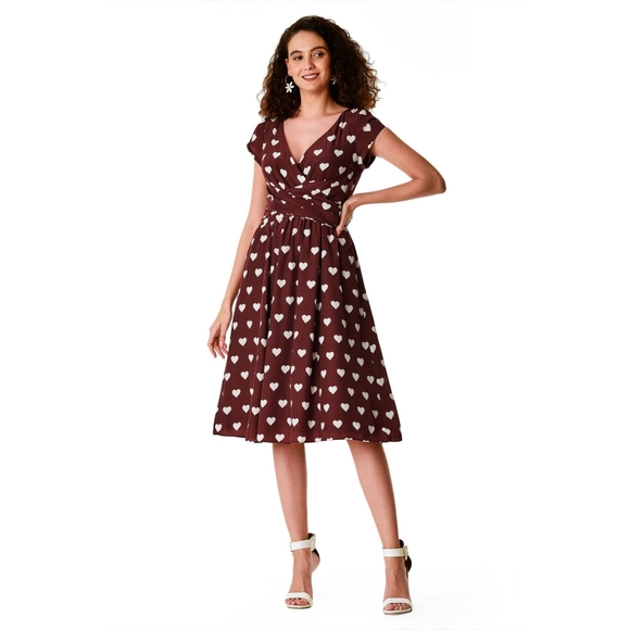 eshakti Dresses & Skirts - Eshakti Wayward Fancies Heart Print Retro Style Dress